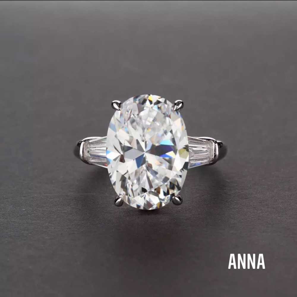 2Ct Oval Cut Lab Diamond Silver Engagement Ring - Picture 14 of 15